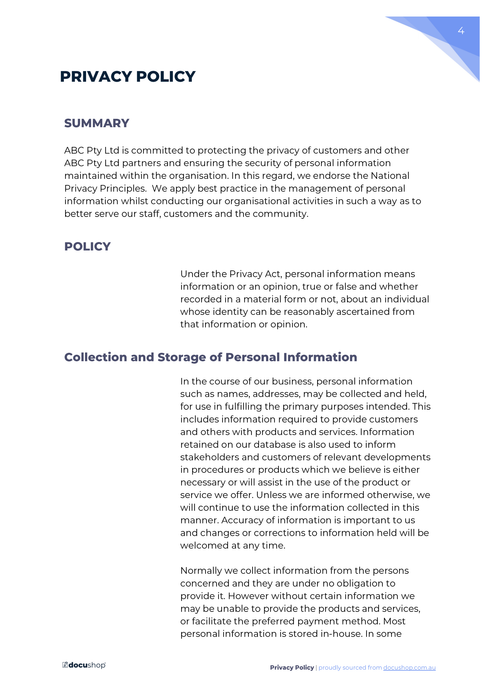 Free Editable Privacy Policy Template from Docushop Free Editable Privacy Policy Template from Docushop