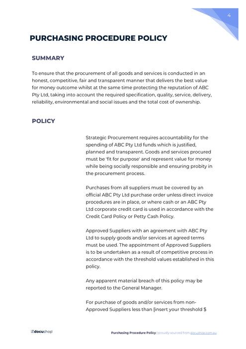 Free Editable Purchasing Policy Template Free Editable Purchasing Policy Template