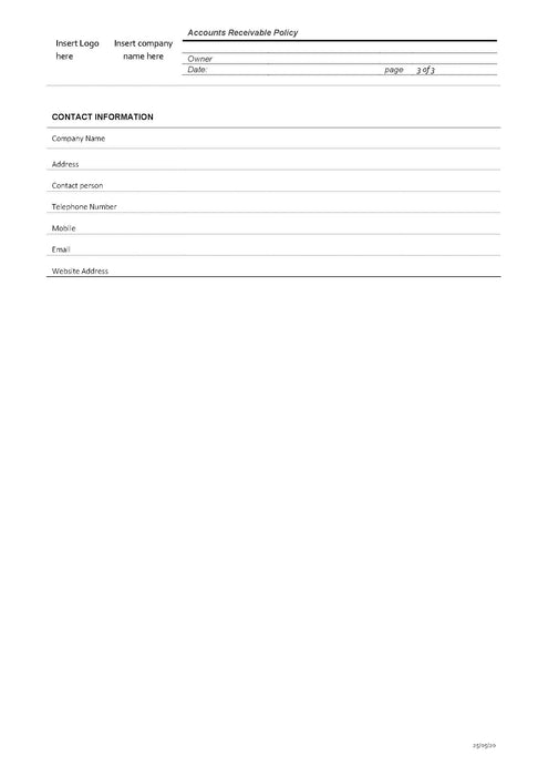 Accounts Receivable Policy Accounts Receivable Policy