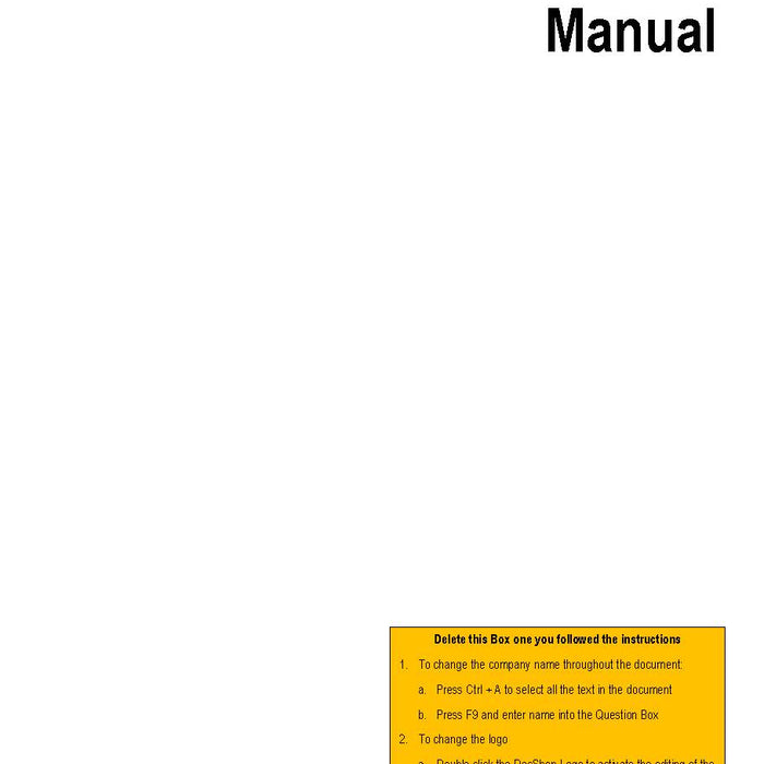 Project Specific Policies Manual Project Specific Policies Manual