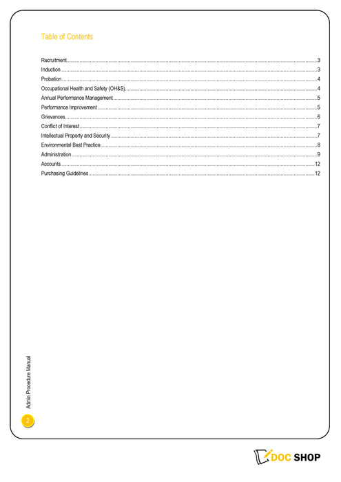 Project Specific Policies Manual