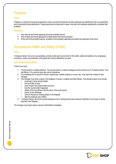 Project Specific Policies Manual Project Specific Policies Manual
