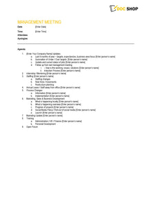Agenda Management Meeting Template