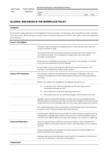 Alcohol and Drugs in the workplace