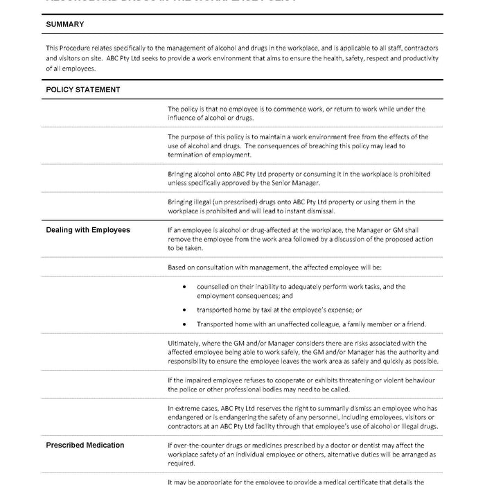 Alcohol and Drugs in the workplace Alcohol and Drugs in the workplace