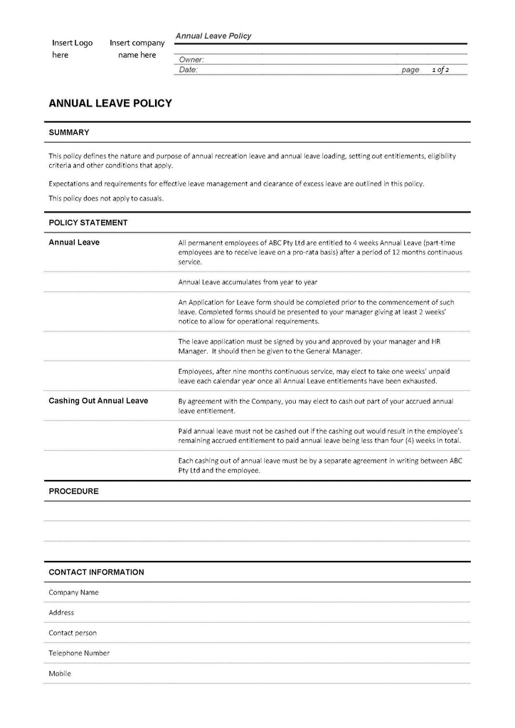 Annual Leave Policy