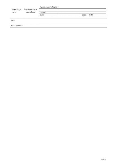Annual Leave Policy Annual Leave Policy