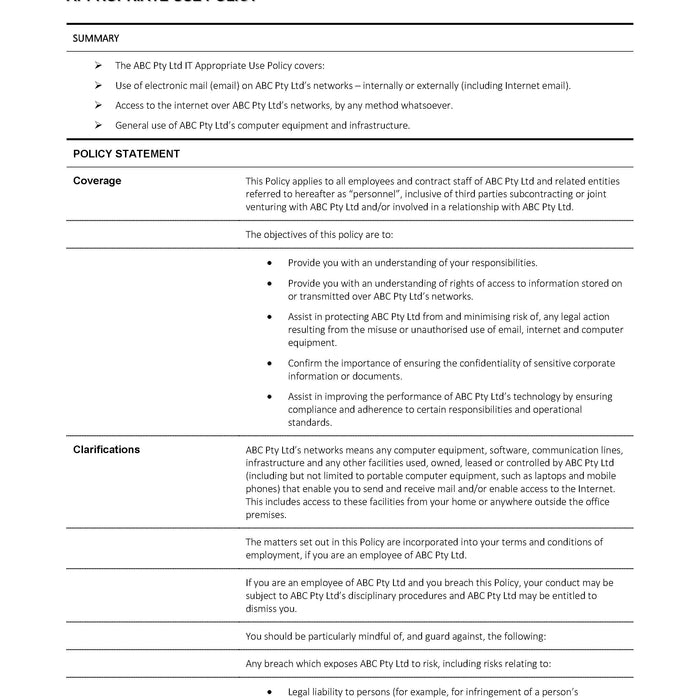 IT Appropriate Use Policy IT Appropriate Use Policy