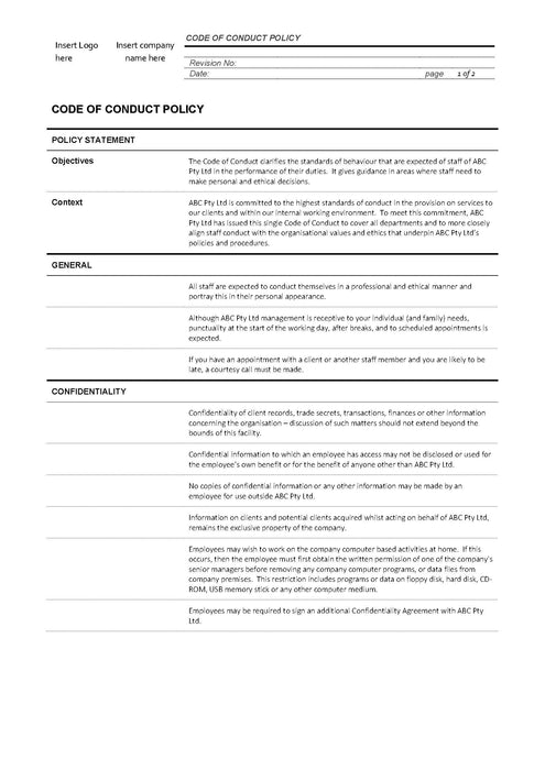 Code of Conduct Policy Code of Conduct Policy