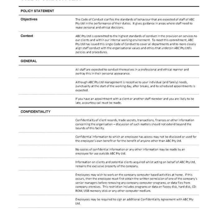 Code of Conduct Policy Code of Conduct Policy