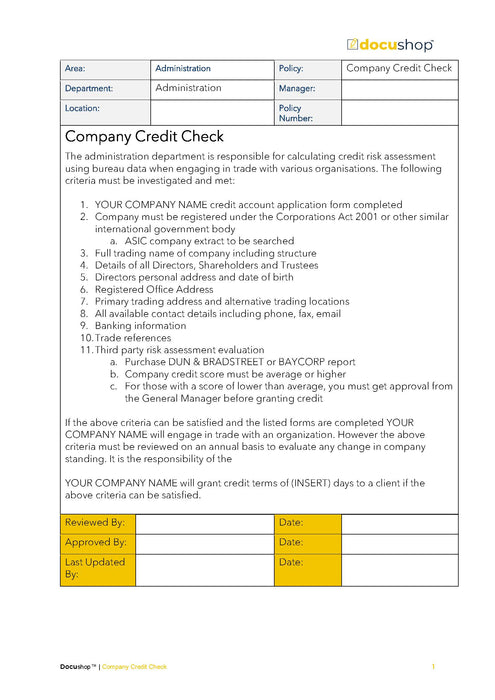 Company Credit Check Template Company Credit Check Template