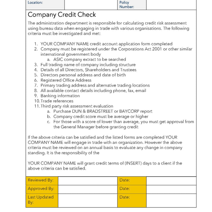 Company Credit Check Template Company Credit Check Template