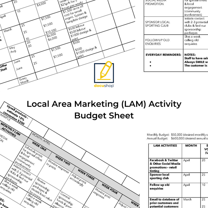 Local Area Marketing (LAM) Activity Budget Sheet Template Local Area Marketing (LAM) Activity Budget Sheet Template