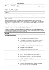 Credit Control Policy