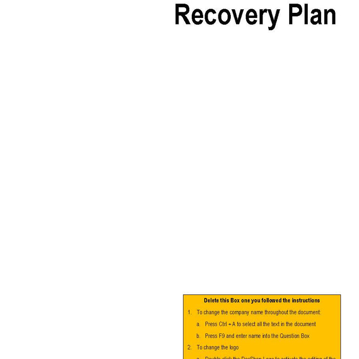 IT Disaster Recovery Plan Template IT Disaster Recovery Plan Template