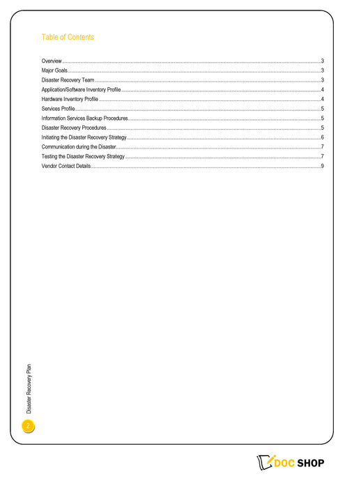 IT Disaster Recovery Plan Template IT Disaster Recovery Plan Template