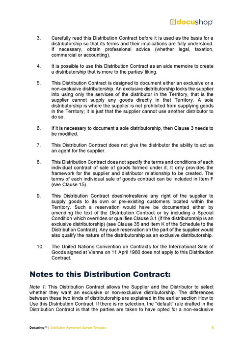 Distribution Agreement Template Distribution Agreement Template