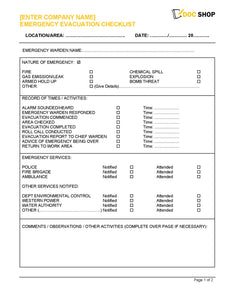 Emergency Evacuation Checklist