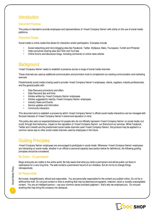 Social Media Policy Social Media Policy