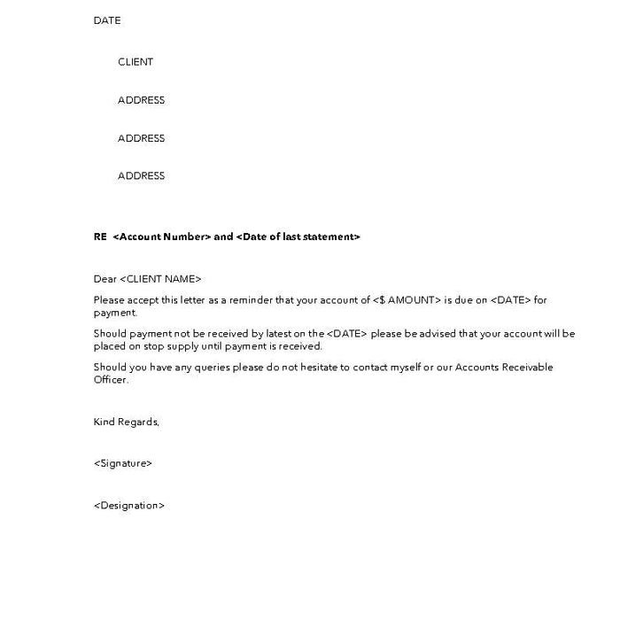 Account Overdue Reminder Letter Account Overdue Reminder Letter