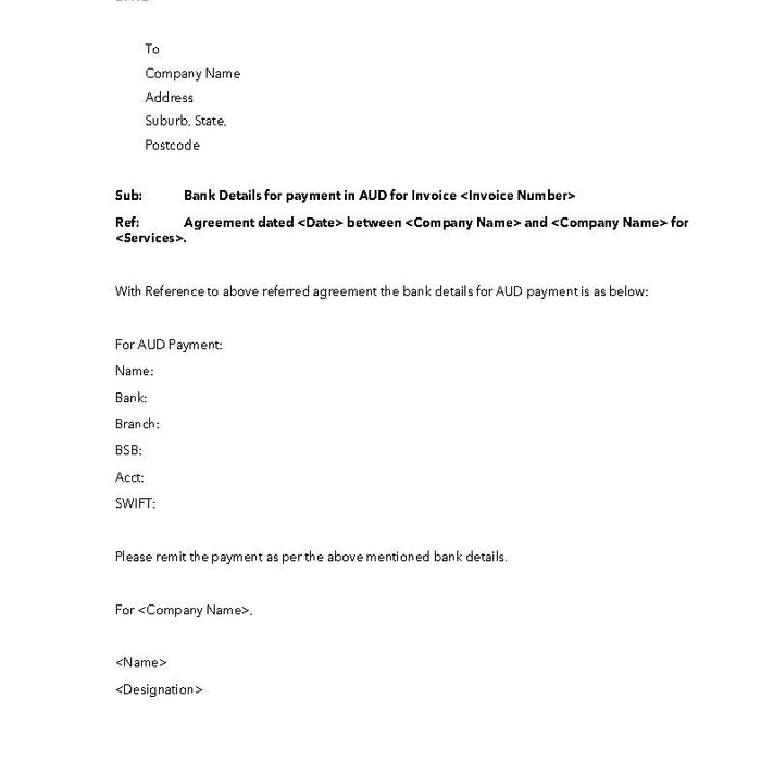 Bank Account Details Letter Bank Account Details Letter