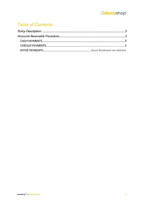 Cash & Cheques Banking Policy Cash & Cheques Banking Policy