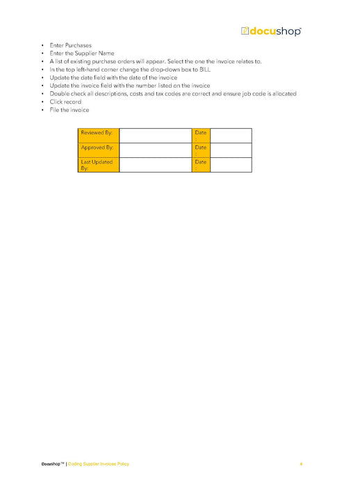 Coding Supplier Invoices Policy Coding Supplier Invoices Policy