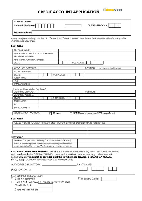 Credit Application Credit Application