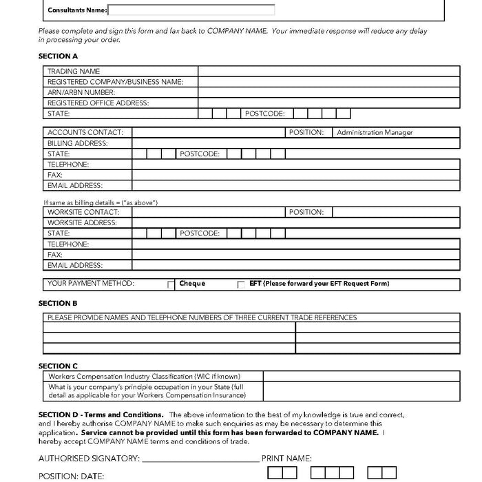 Credit Application Credit Application