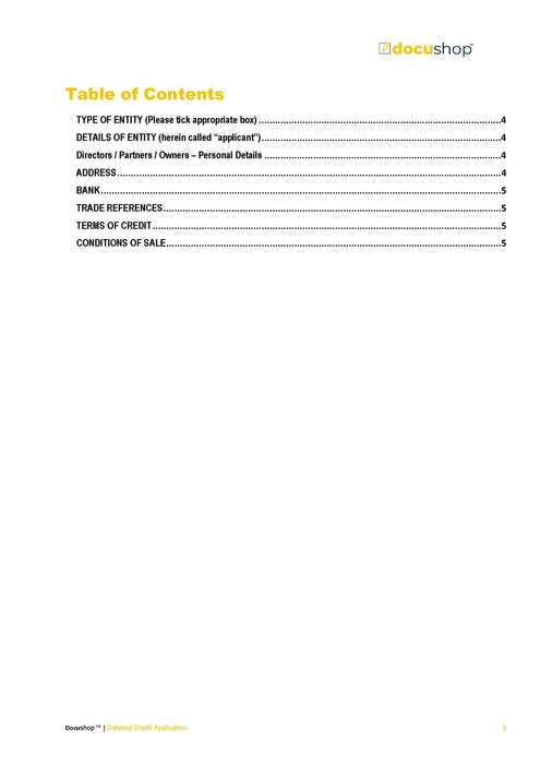 Credit Application Form Credit Application Form