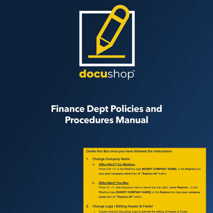 Finance Dept Policies & Procedures Manual Finance Dept Policies & Procedures Manual