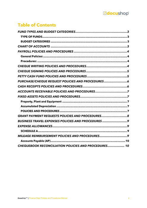 Finance Dept Policies & Procedures Manual Finance Dept Policies & Procedures Manual