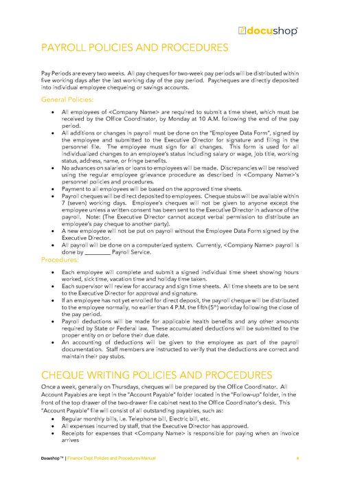 Finance Dept Policies & Procedures Manual Finance Dept Policies & Procedures Manual
