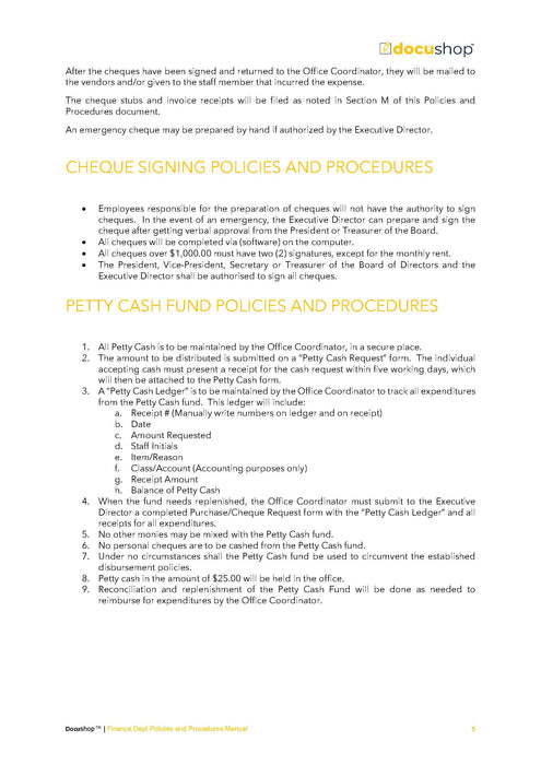 Finance Dept Policies & Procedures Manual Finance Dept Policies & Procedures Manual