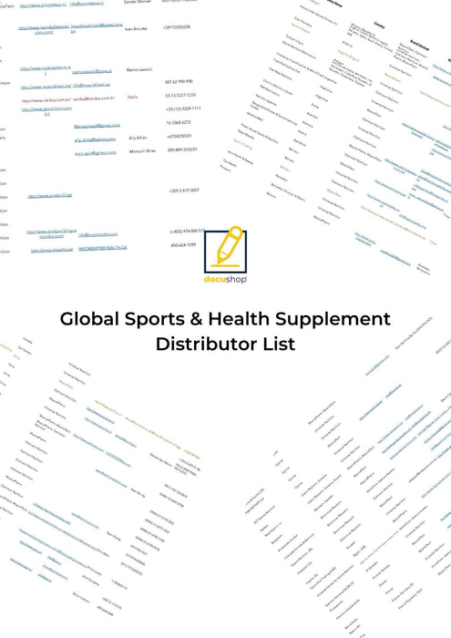 Global Supplement Distributor List Global Supplement Distributor List
