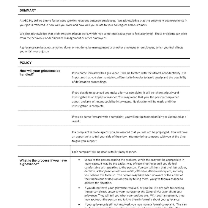 Grievance Handling Policy Grievance Handling Policy