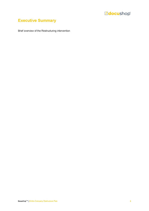 Entire Company Restructure Plan Template Entire Company Restructure Plan Template