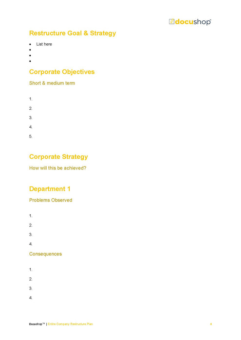 Entire Company Restructure Plan Template Entire Company Restructure Plan Template