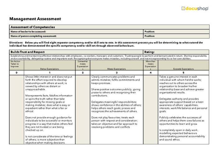 Management Assessment Template Management Assessment Template