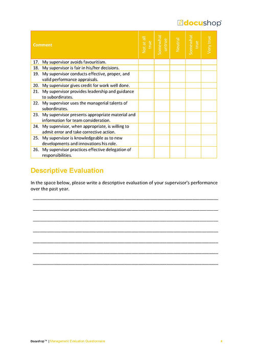 Management Evaluation Questionnaire Template Management Evaluation Questionnaire Template
