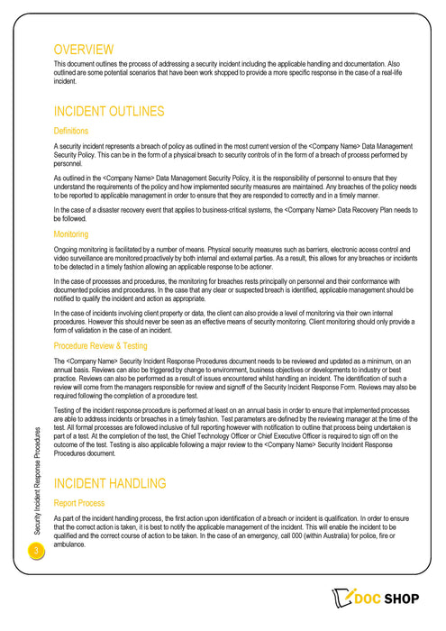 Incident Response Procedures Incident Response Procedures