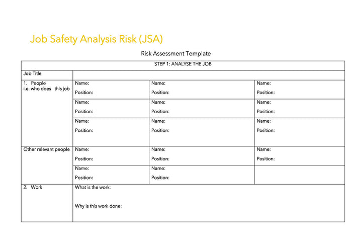 Job Safety Analysis Risk Template (JSA) Job Safety Analysis Risk Template (JSA)