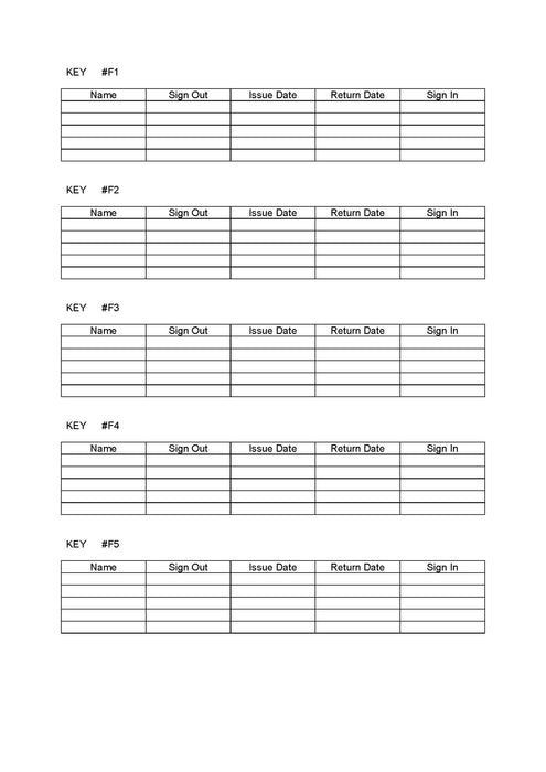 Key Register Template Key Register Template