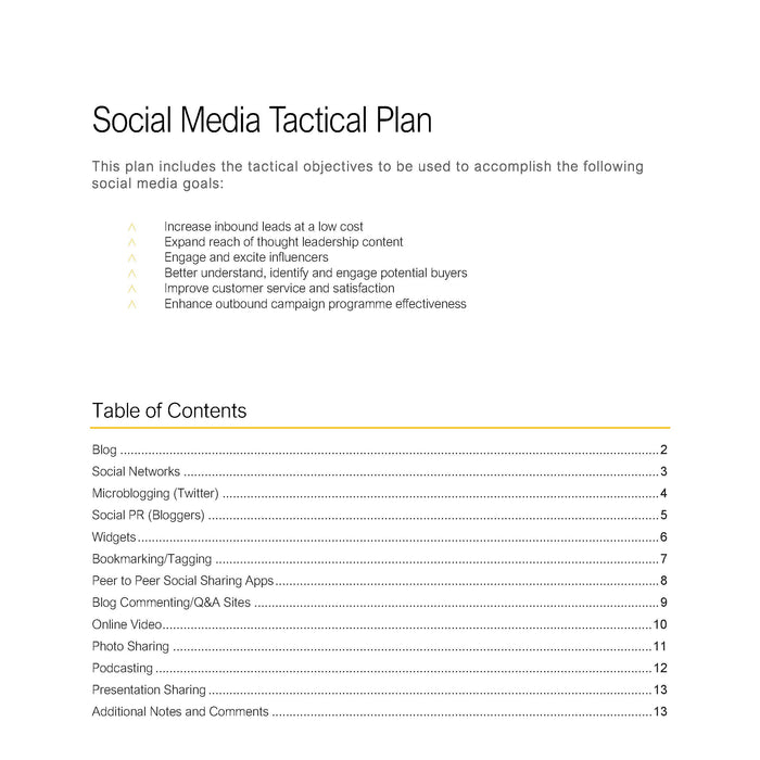 Social Media Tactical Plan Social Media Tactical Plan