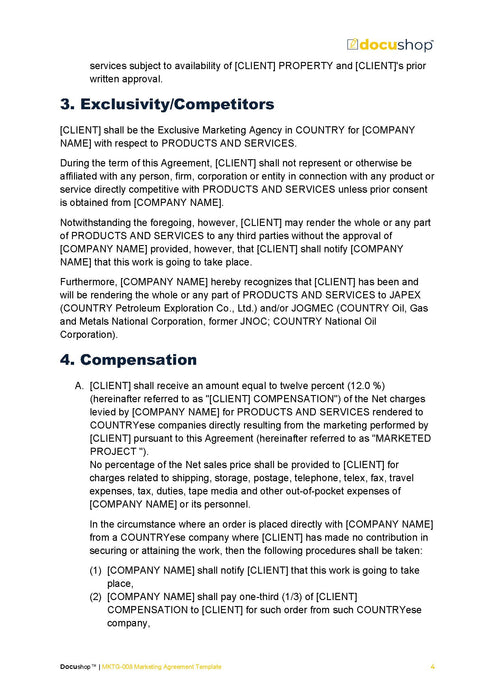 Marketing Contract Agreement Template Marketing Contract Agreement Template