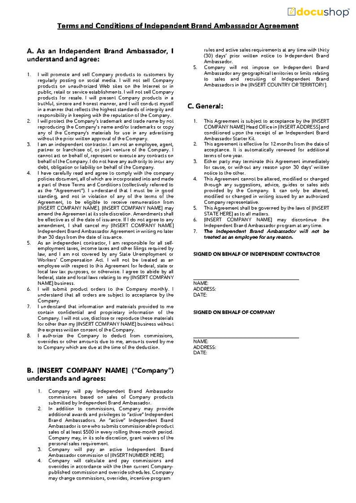 Image 10 for Brand Ambassador Agreement Template