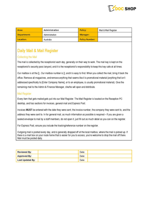 Mail & Mail Register Policy Mail & Mail Register Policy
