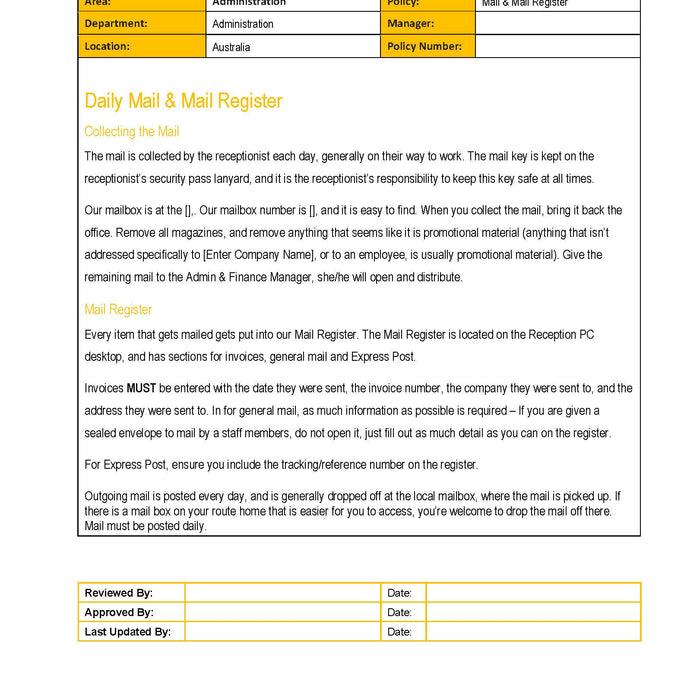 Mail & Mail Register Policy Mail & Mail Register Policy