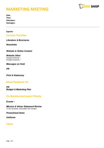 Marketing Meeting Agenda