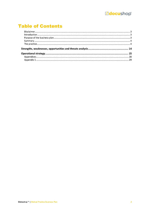 Medical Practice Business Plan Template